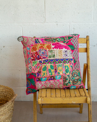 Pink Elephant Patchwork Cushion Cover.