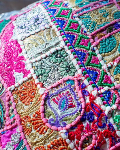 Pink Elephant Patchwork Cushion Cover.