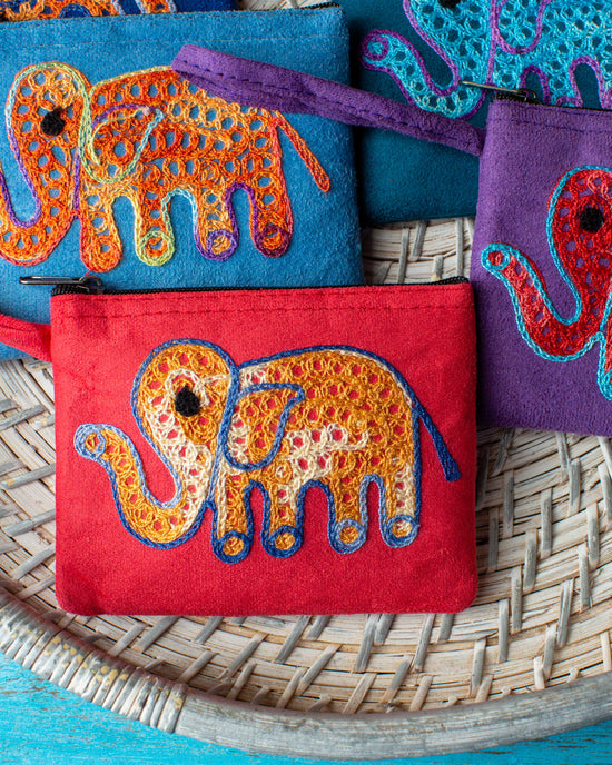 NARAYA THAILAND ELEPHANT PATTERN PURSE / BAG W BOW, 2 COSMETIC MAKE UP BAGS  ASST | eBay