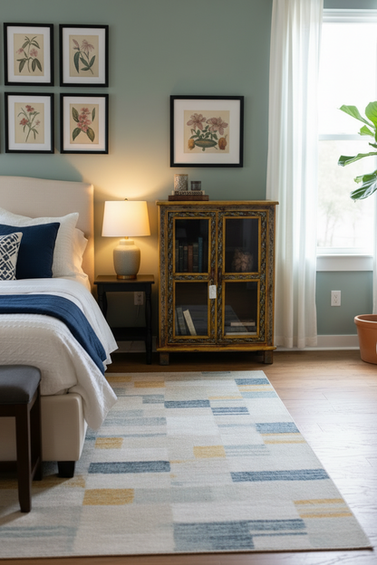 Painted Bird Glass Cabinet