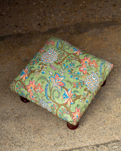 Green & White Footstool