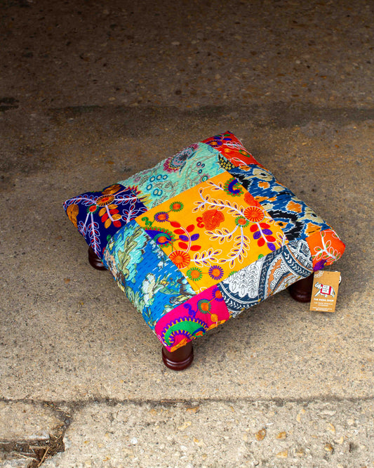Patchwork Velvet Footstool