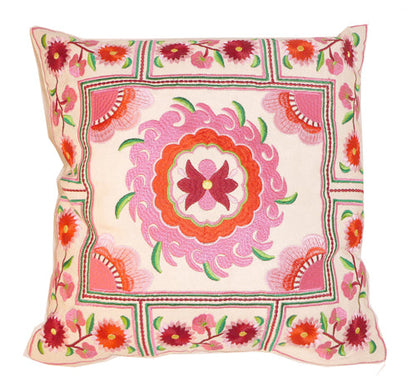 Pink Embroidered Cushion Cover