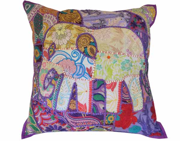 Purple Elephant patchwork Cushion Cover