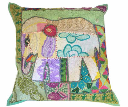Green Elephant patchwork Cushion Cover