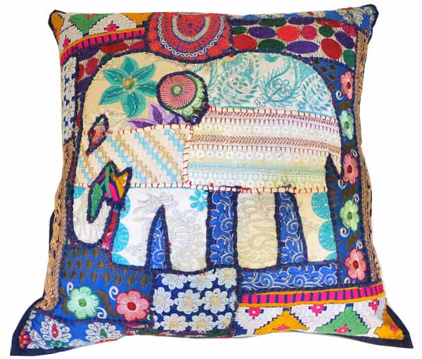 Blue Elephant patchwork Cushion Cover
