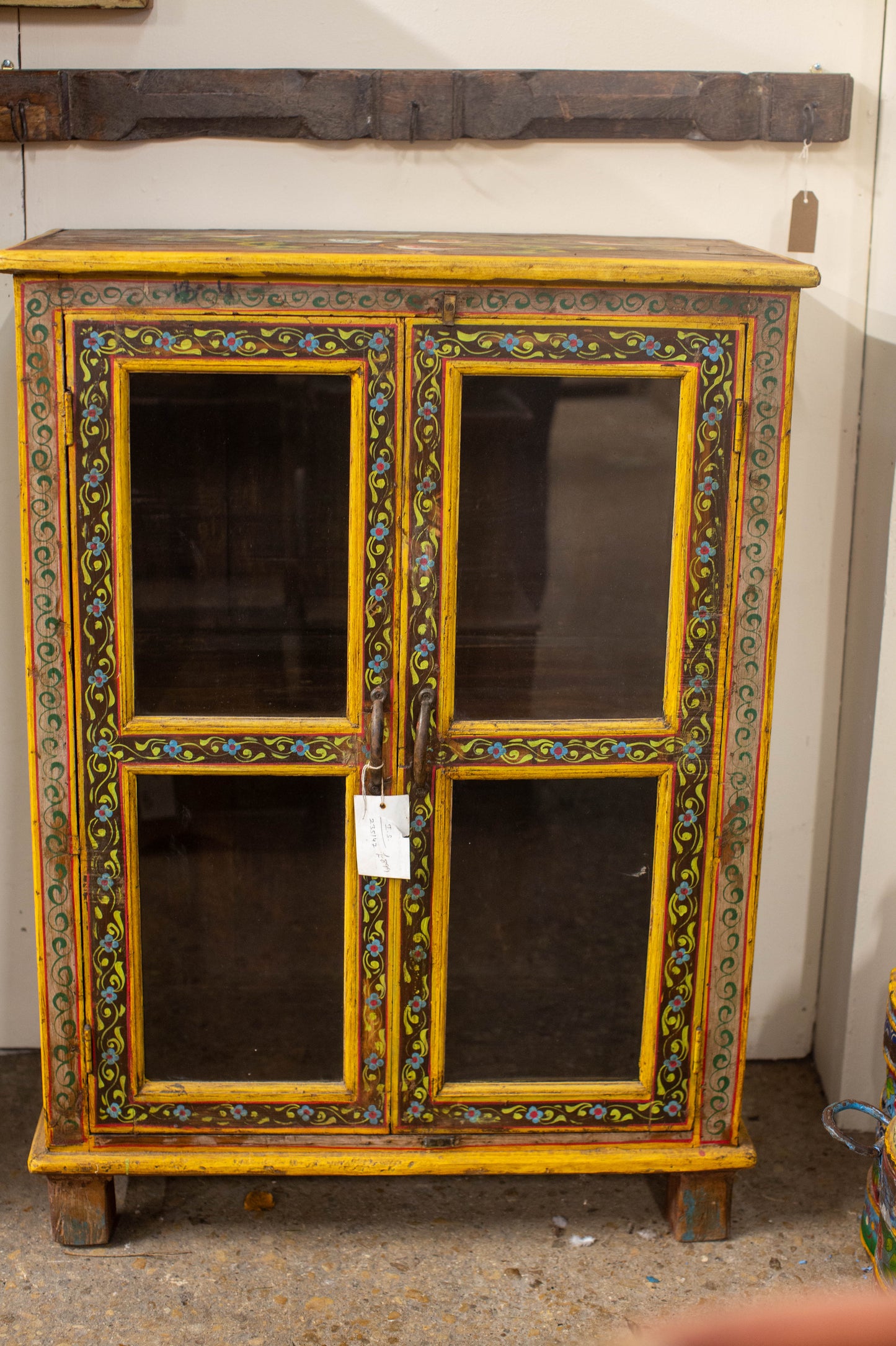 Painted Bird Glass Cabinet