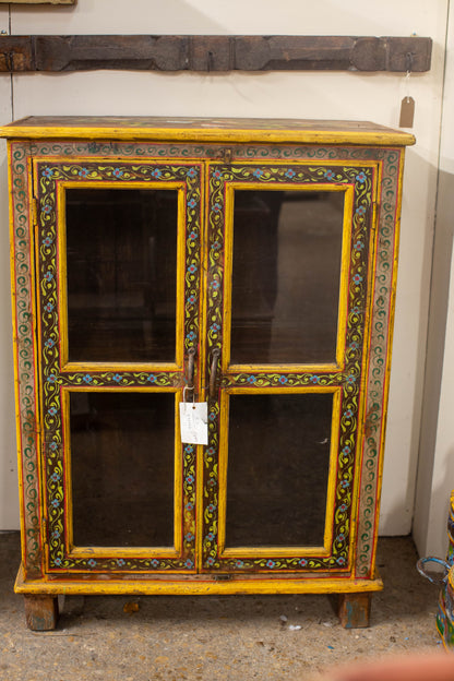 Painted Bird Glass Cabinet
