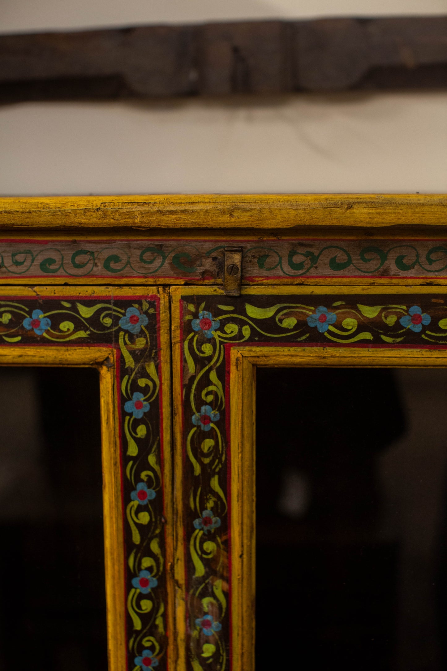 Painted Bird Glass Cabinet