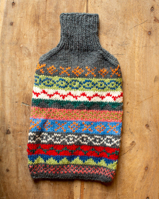 Husky Fairisle Knitted Hot Water Bottle Cover