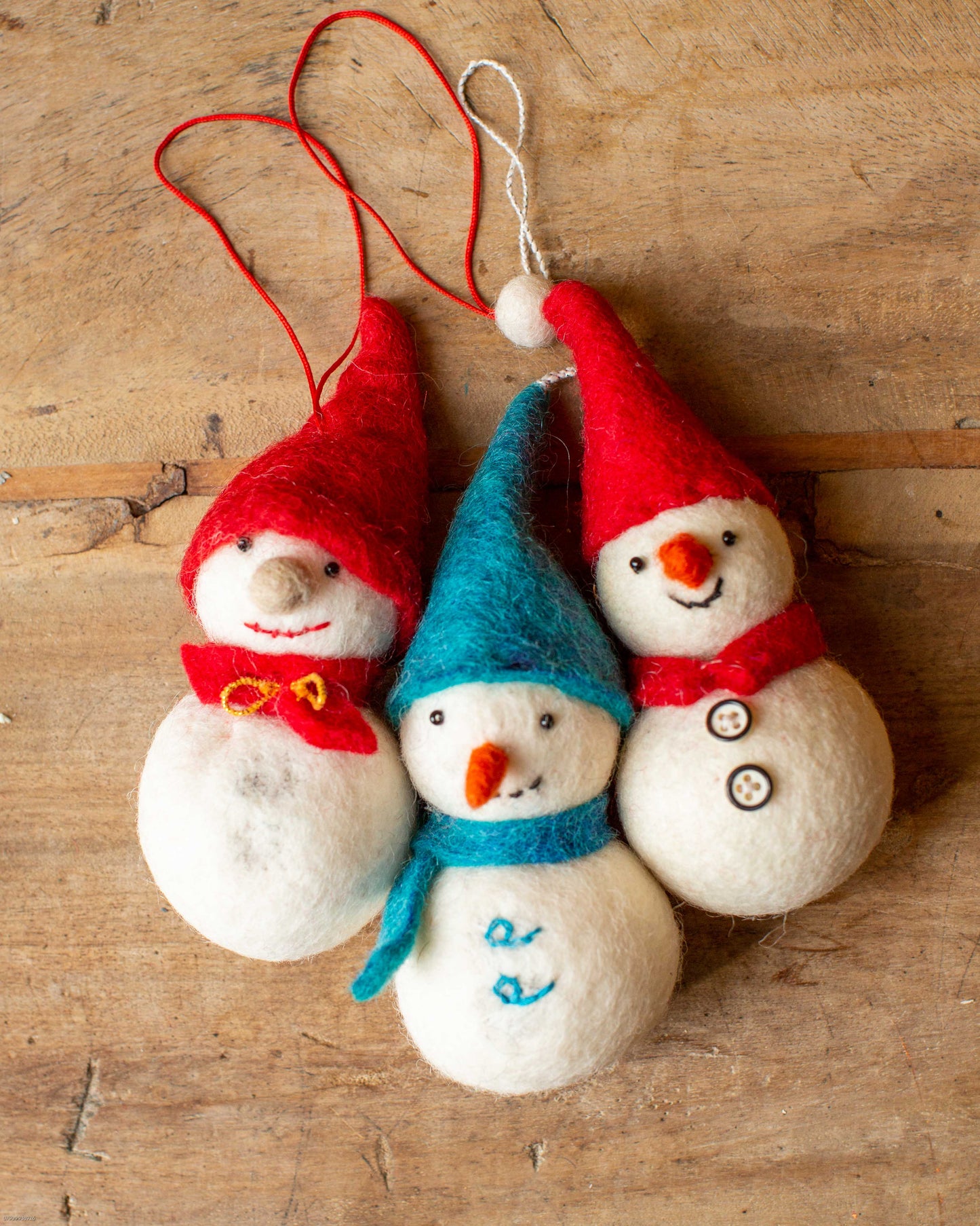 Set of 3 Felt Snowman Decorations