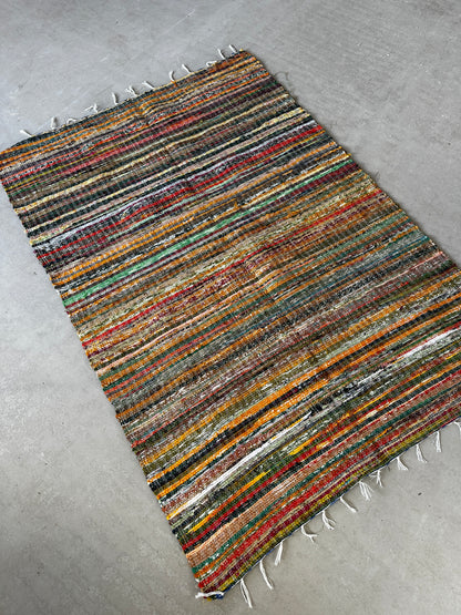 120 x 180cm Upcycled Chindi Rug - Multi Coloured