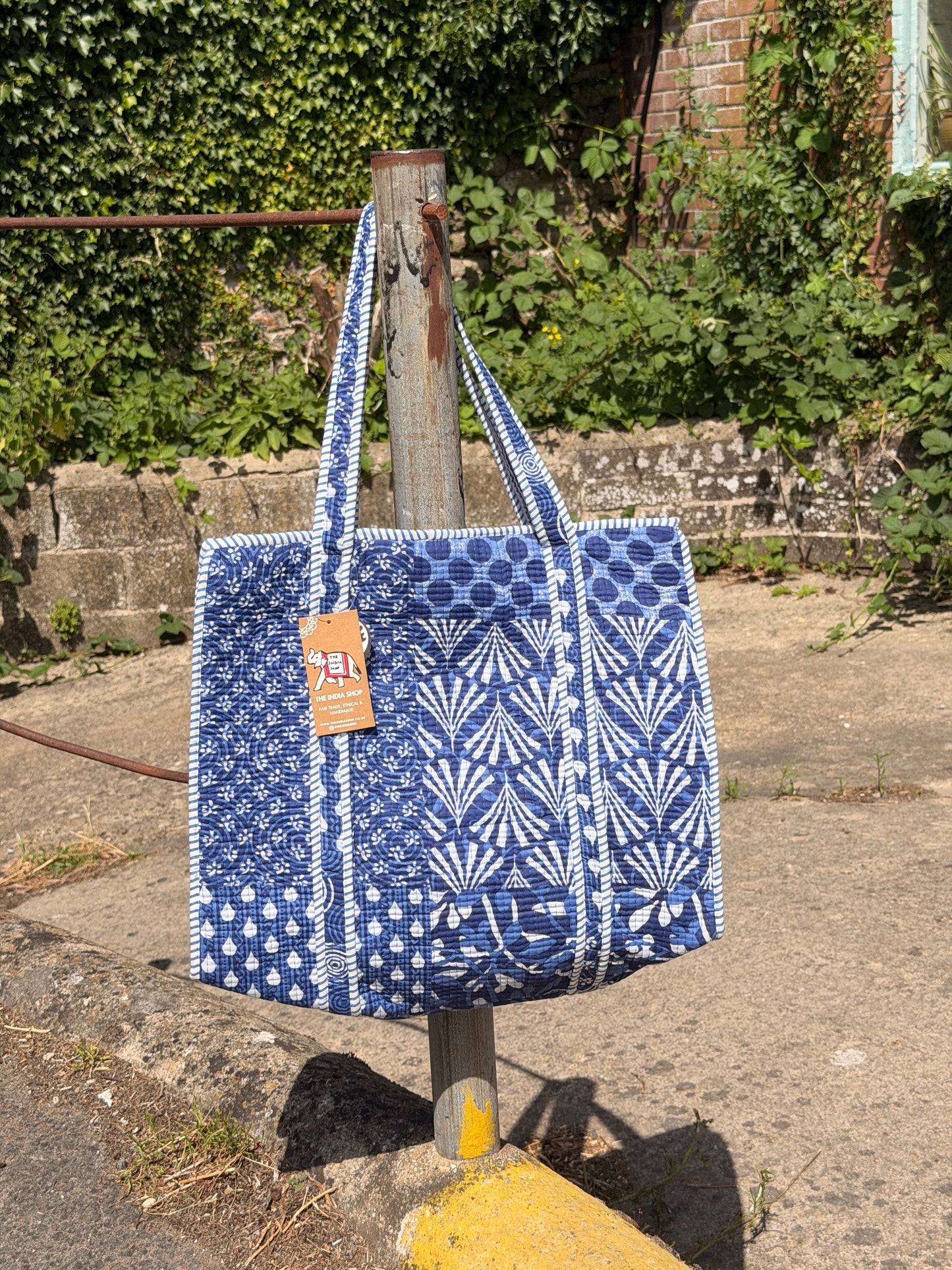 Indigo Large Quilted Tote Bag