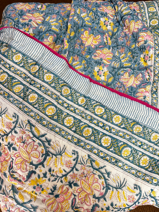 Print Block Padded Quilt - Chisbury