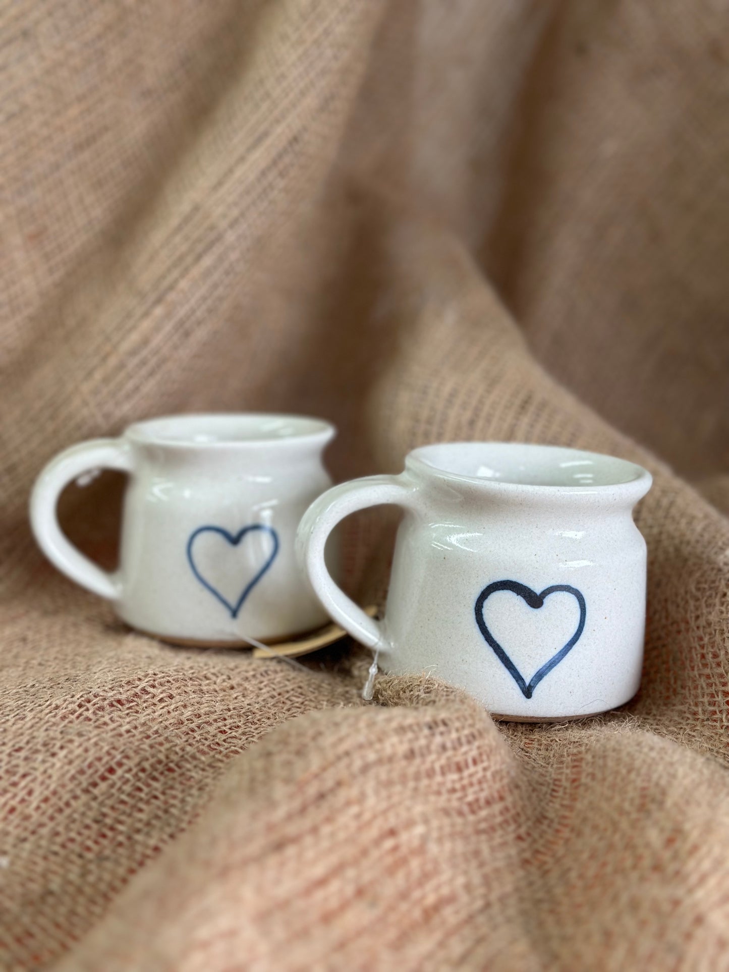 Espresso Cups Set of 2 On Bamboo Heart