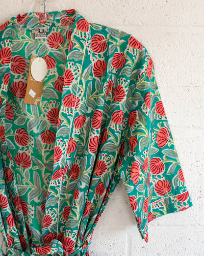 Turq Hand Printed Kimono