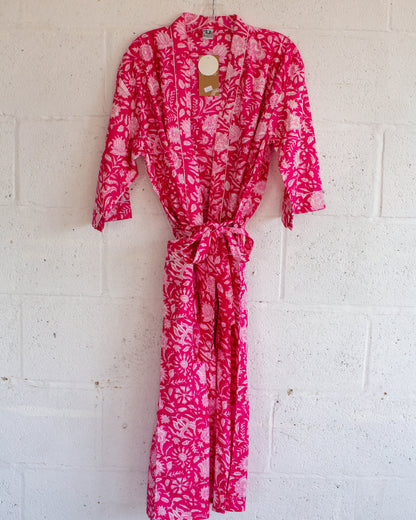Pink Hand Printed Kimono
