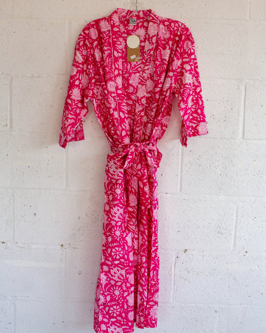 Pink Hand Printed Kimono