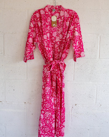 Pink Hand Printed Kimono