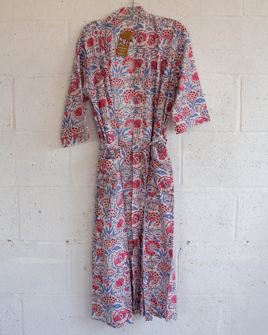 White Floral Hand Printed Kimono