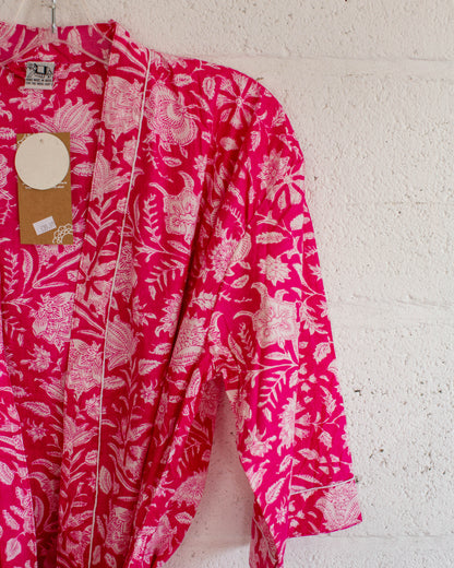 Pink Hand Printed Kimono