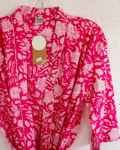 Pink Hand Printed Kimono