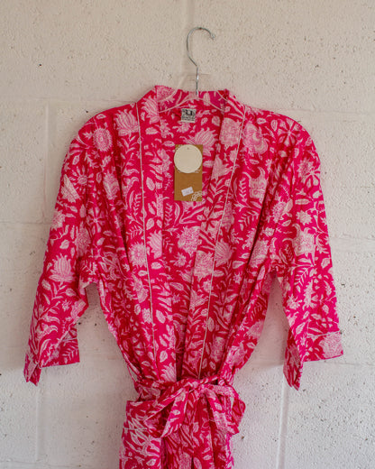 Pink Hand Printed Kimono