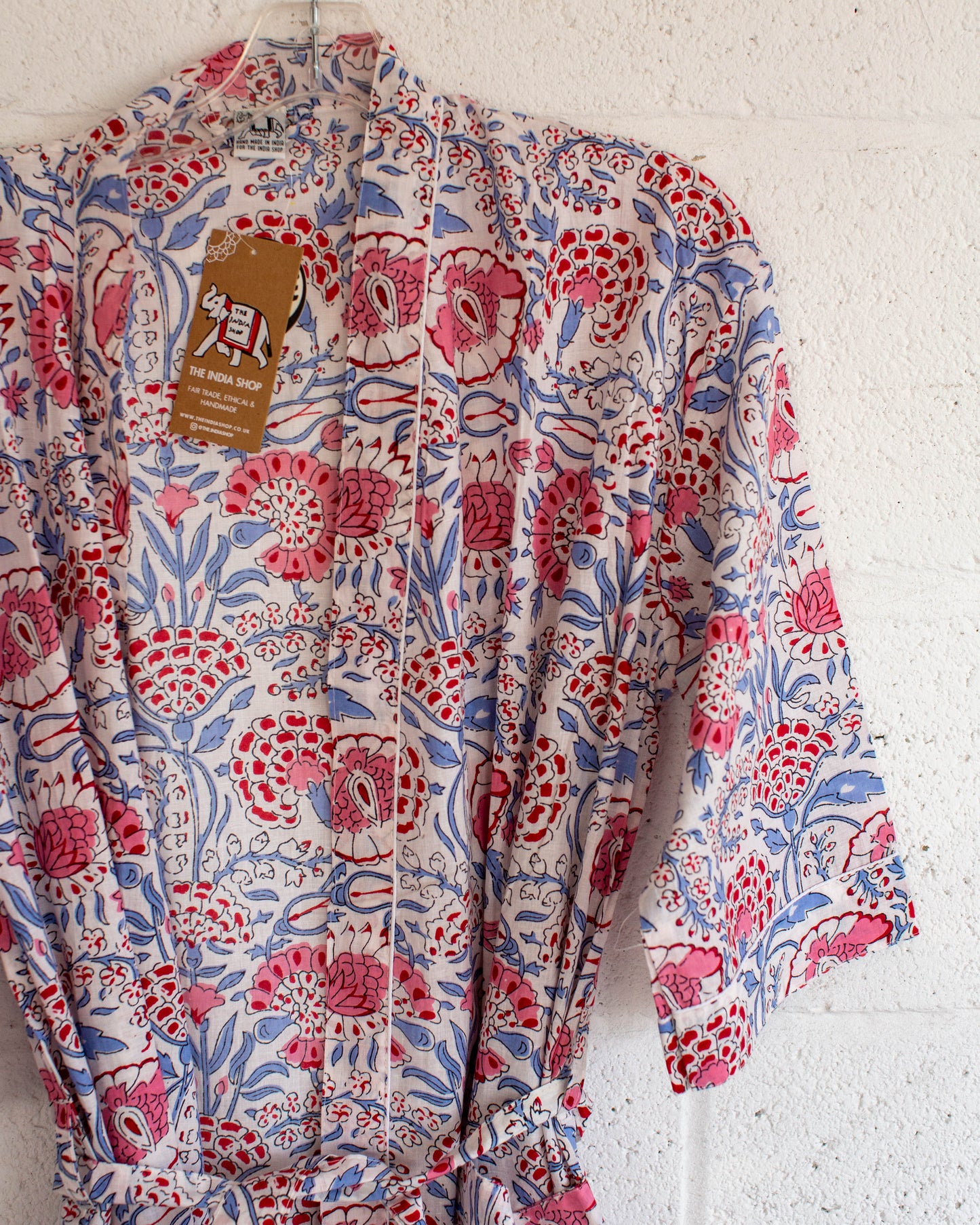 White Floral Hand Printed Kimono