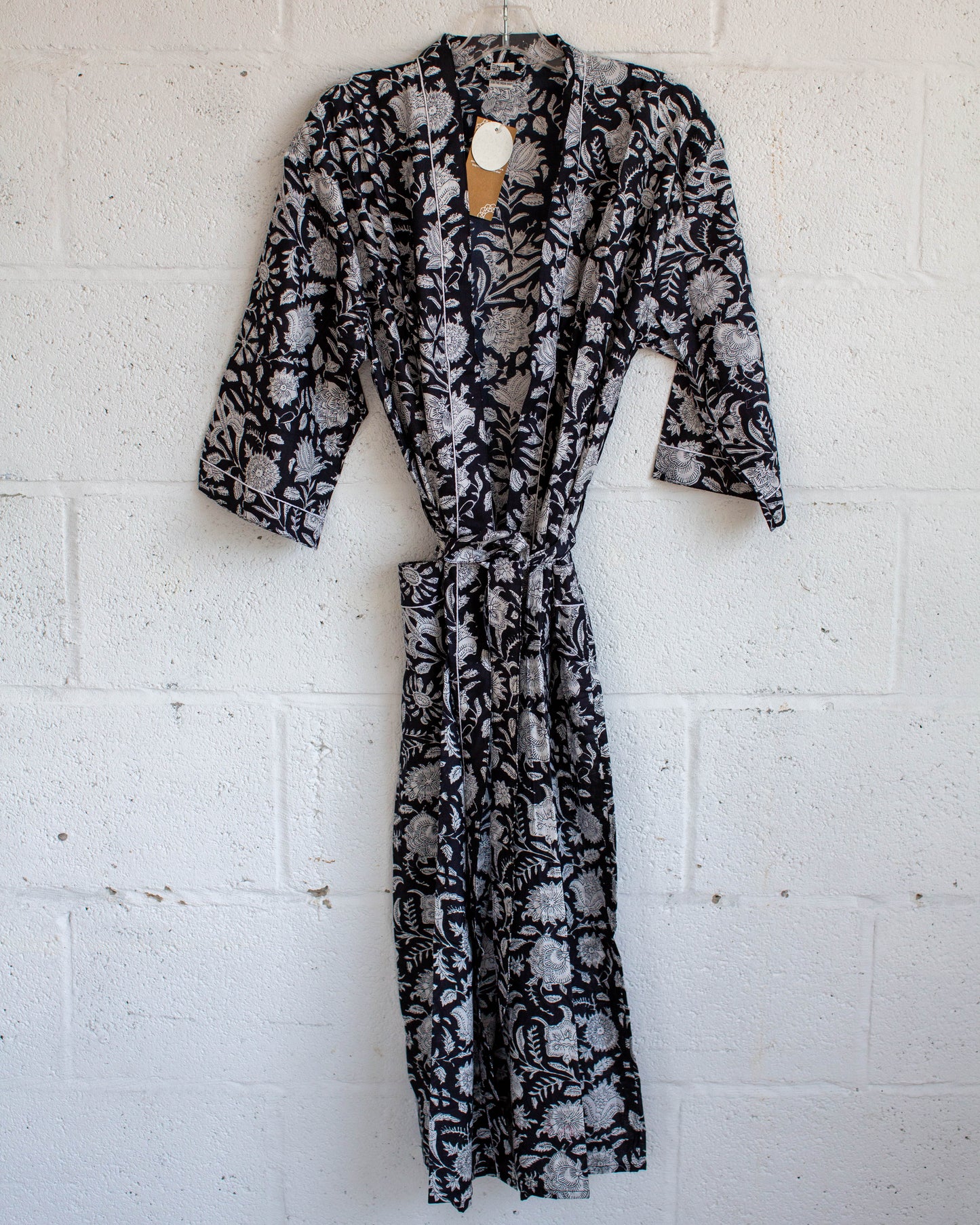 Black Hand Printed Kimono