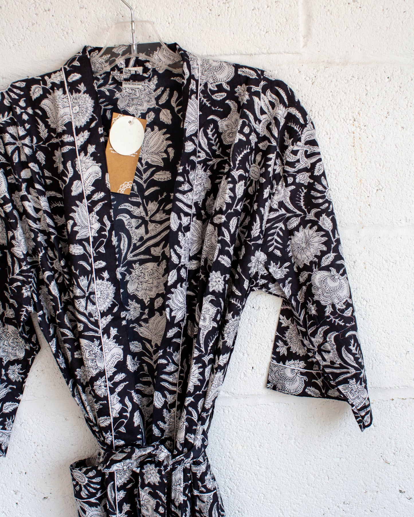 Black Hand Printed Kimono