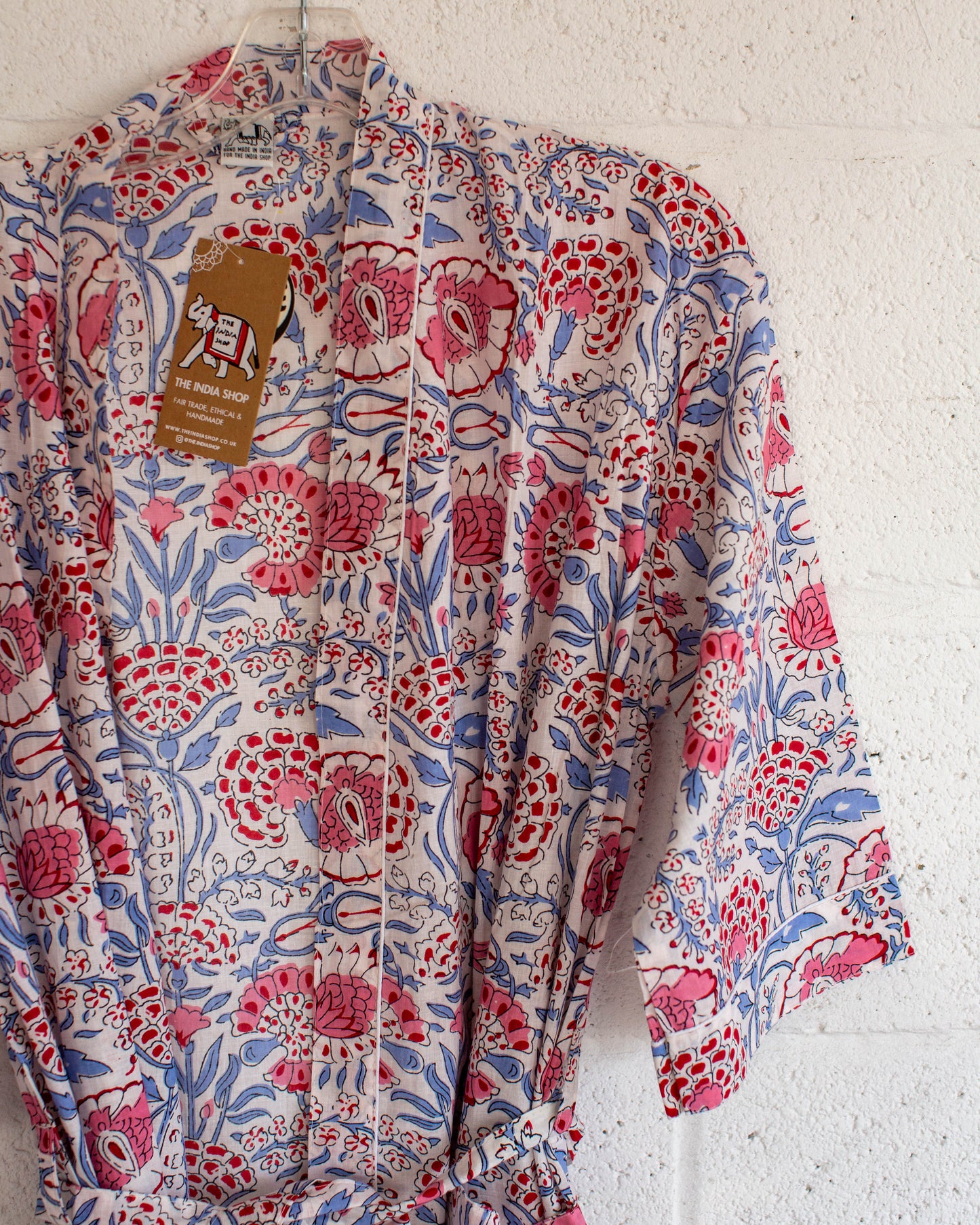 White Floral Hand Printed Kimono