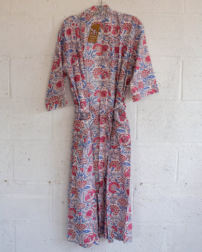 White Floral Hand Printed Kimono