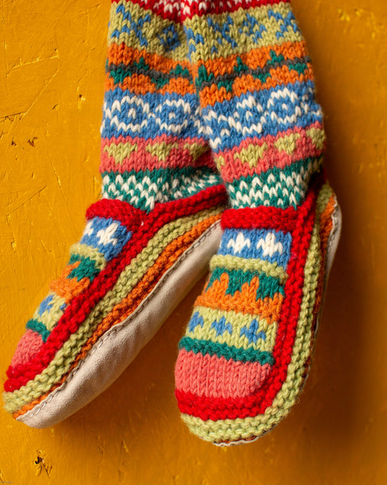 Husky Fairisle Knitted Slippers