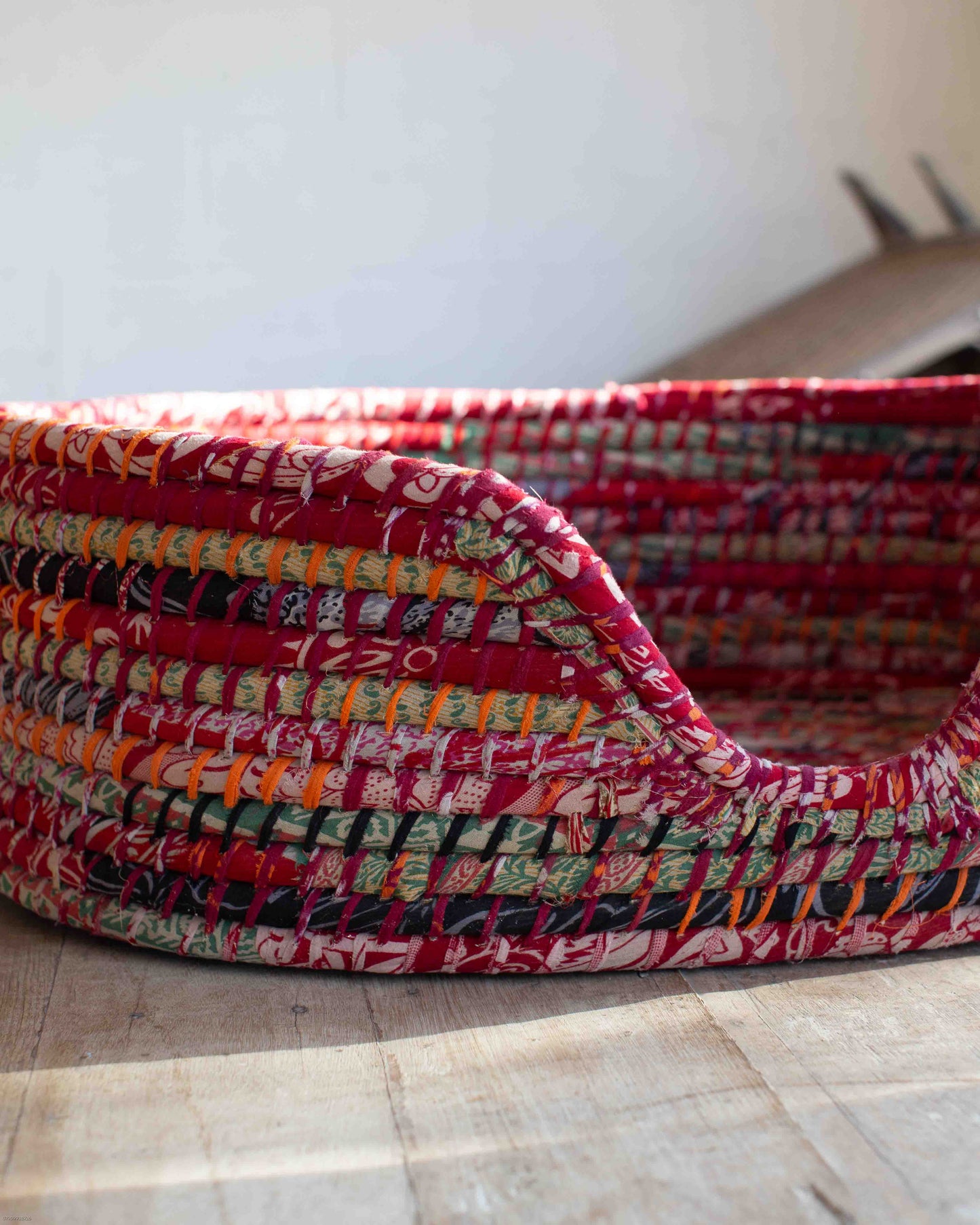 Load image into Gallery viewer, Large Recycled Sari Dog Baskets - 16
