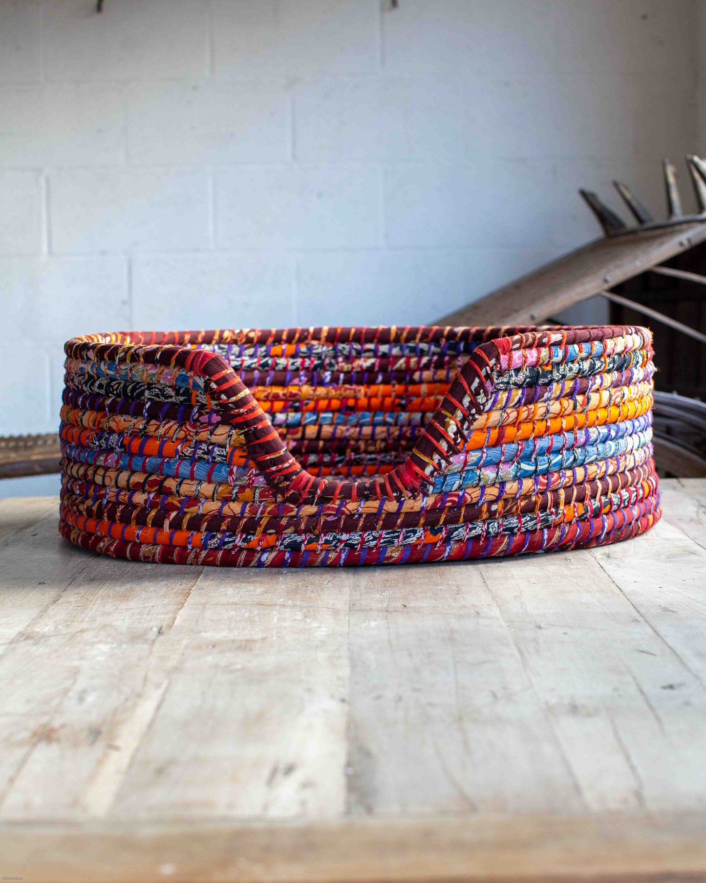 Load image into Gallery viewer, Large Recycled Sari Dog Baskets - 17
