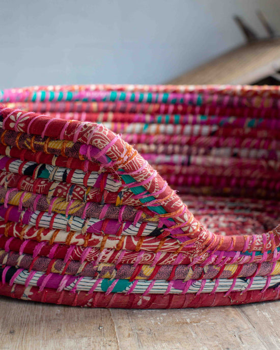 Load image into Gallery viewer, Large Recycled Sari Dog Baskets - 27
