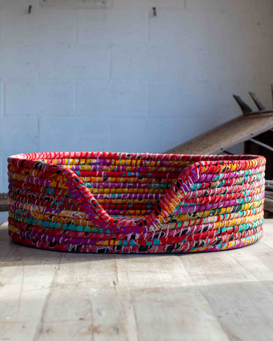 Large Recycled Sari Dog Baskets - 3