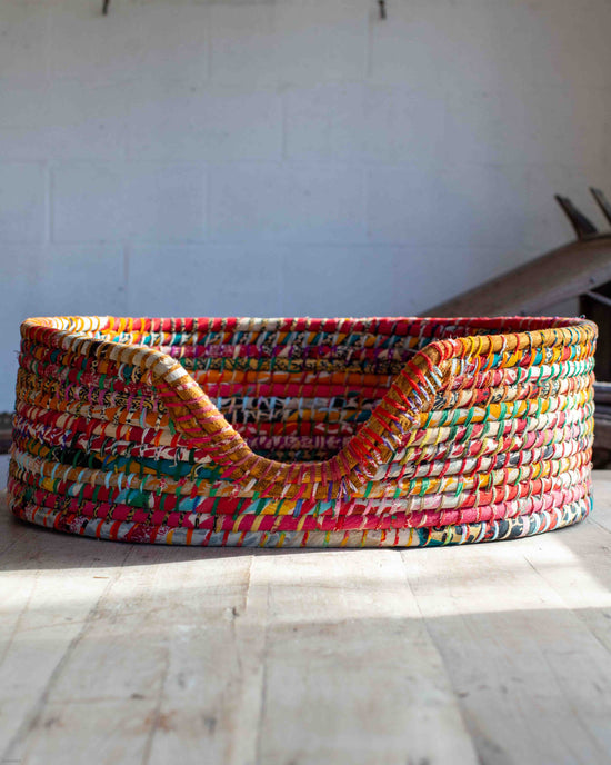 Large Recycled Sari Dog Baskets - 5