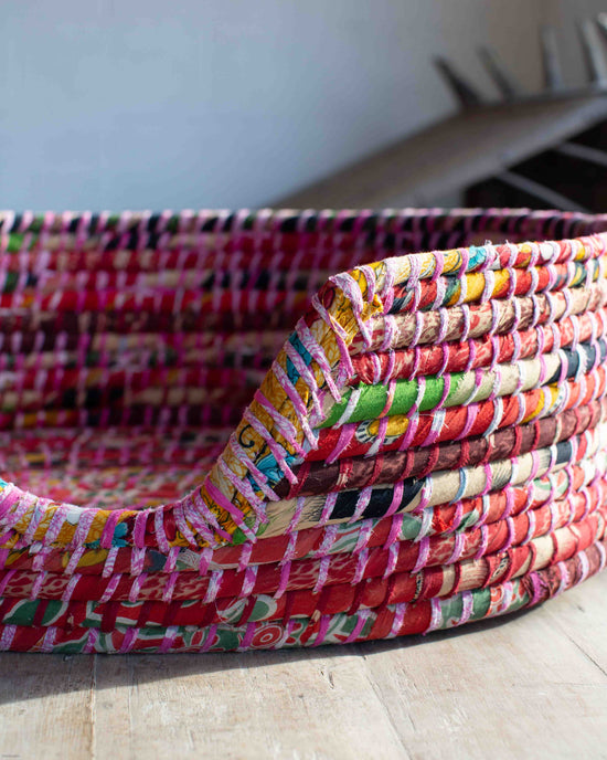 Load image into Gallery viewer, Large Recycled Sari Dog Baskets - 6
