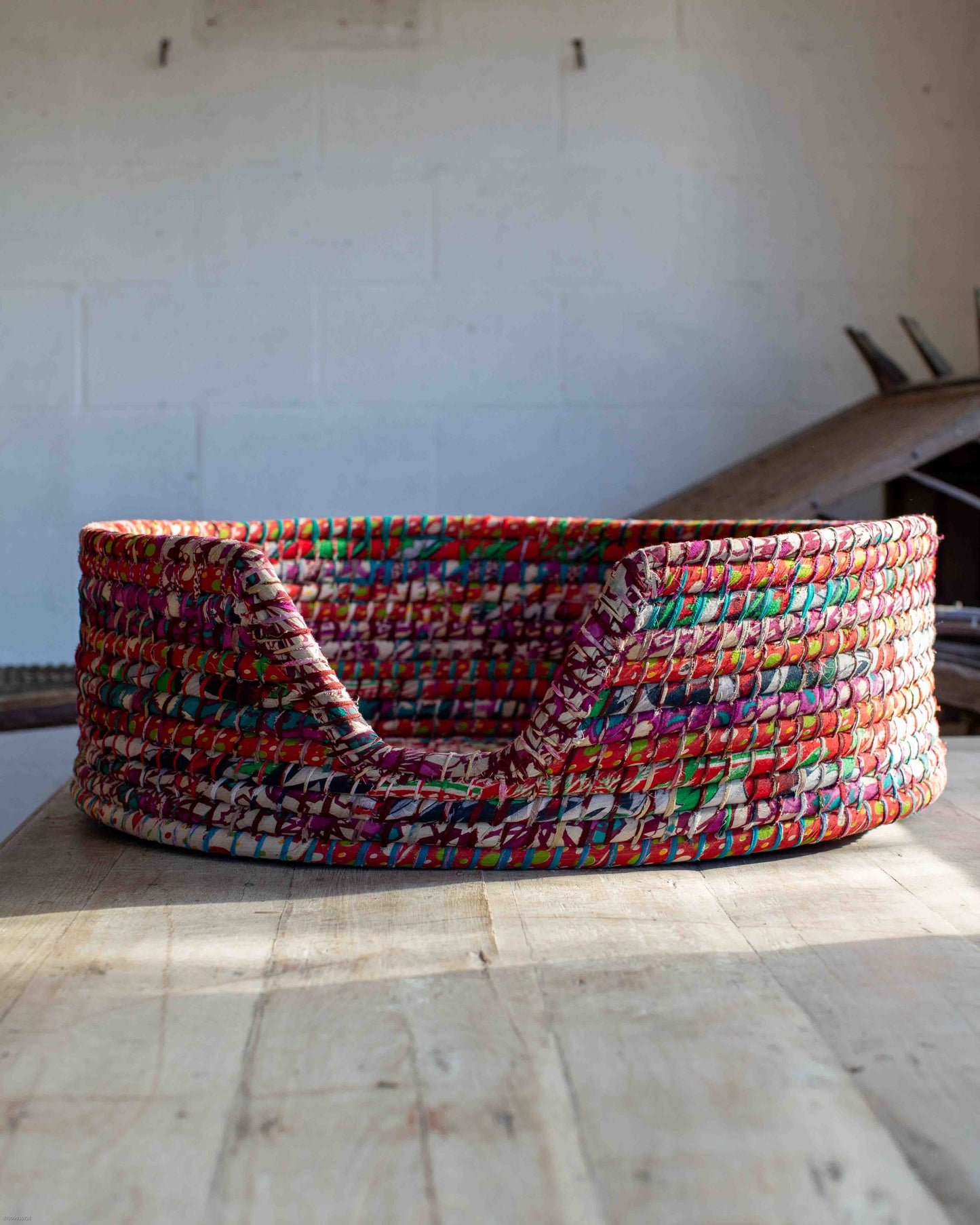 Load image into Gallery viewer, Large Recycled Sari Dog Baskets - 7
