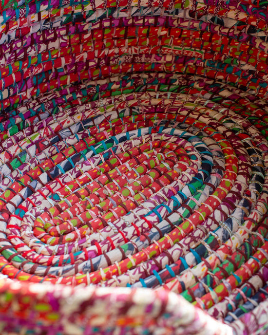 Load image into Gallery viewer, Large Recycled Sari Dog Baskets - 7
