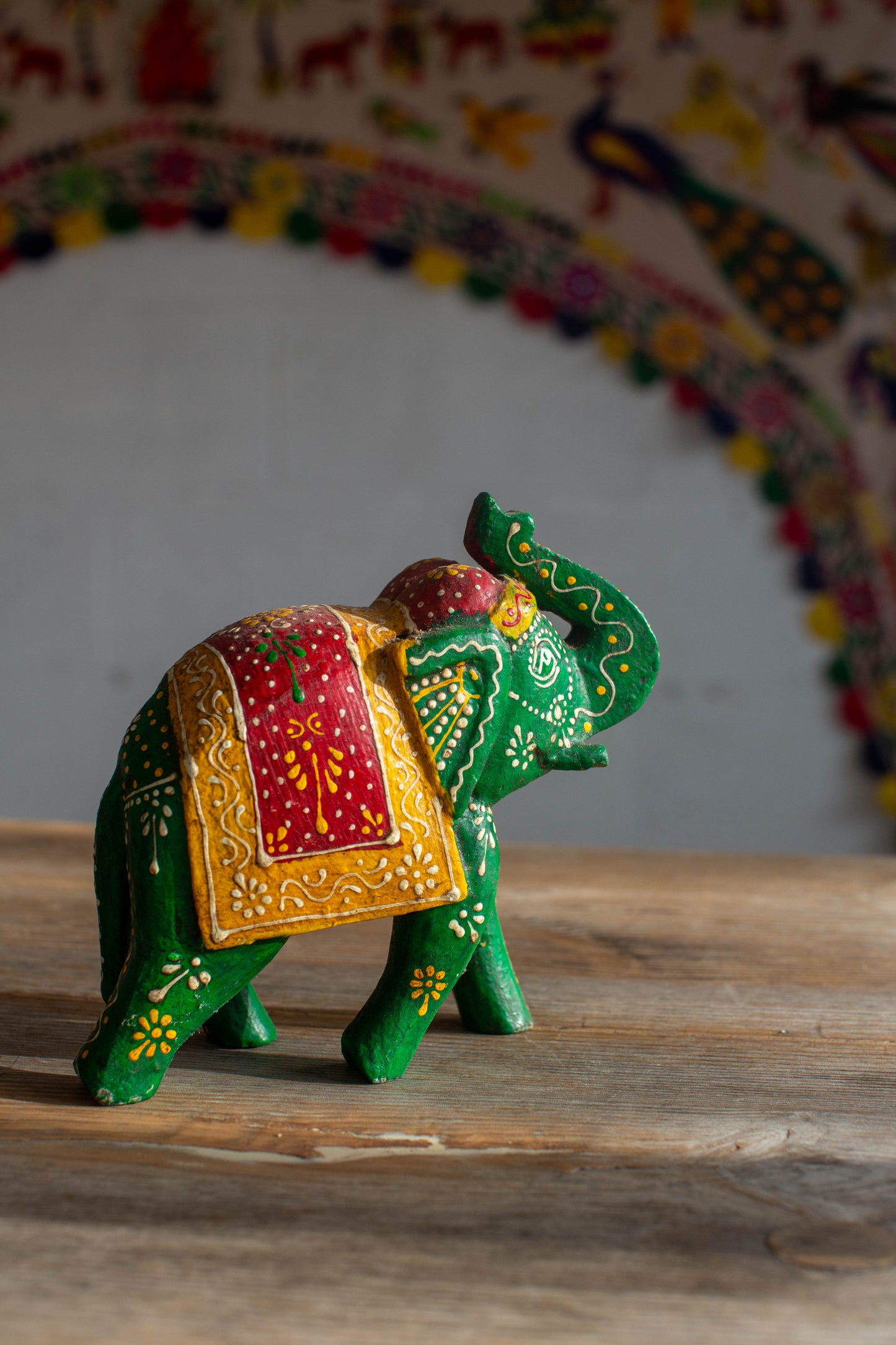 Small Hand Painted Wooden Elephant