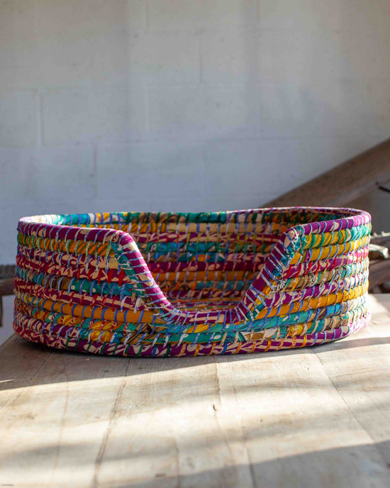 Medium Recycled Sari Dog Baskets - 13