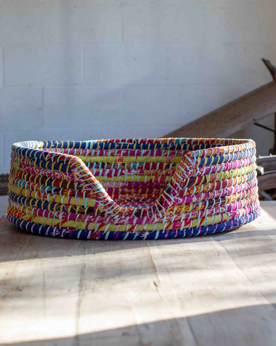 Medium Recycled Sari Dog Baskets - 18
