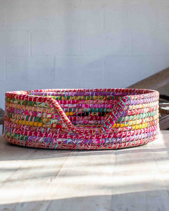Medium Recycled Sari Dog Baskets - 19
