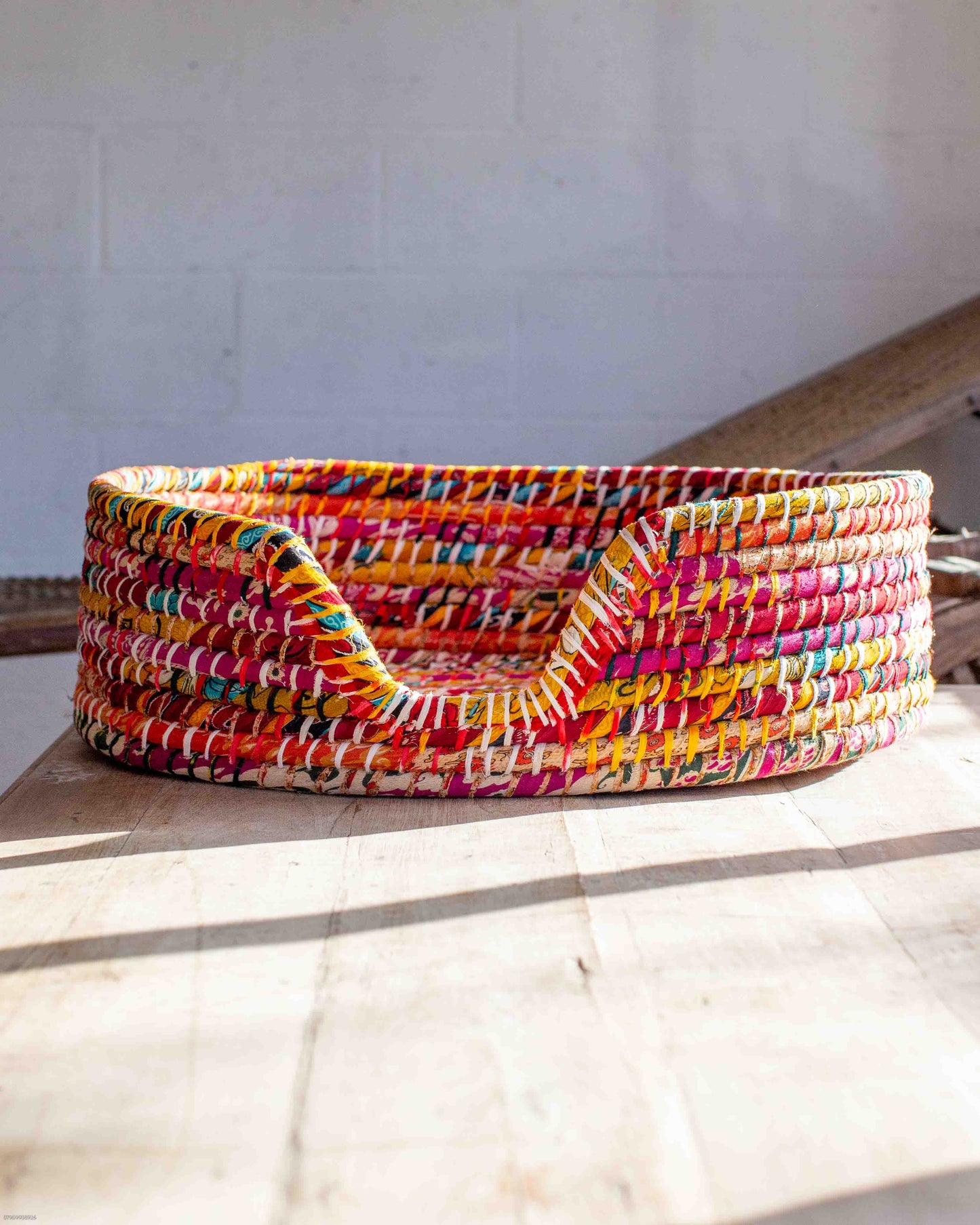 Medium Recycled Sari Dog Baskets - 1