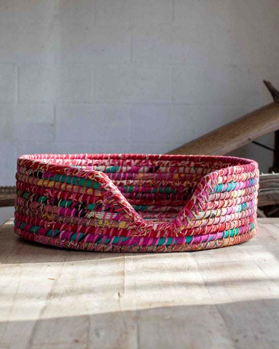 Medium Recycled Sari Dog Baskets - 29