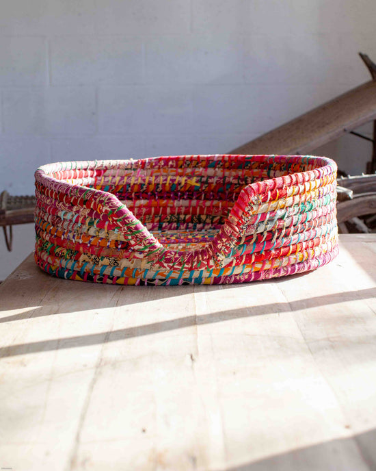 Medium Recycled Sari Dog Baskets - 4