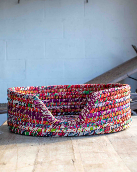 Medium Recycled Sari Dog Baskets - 7
