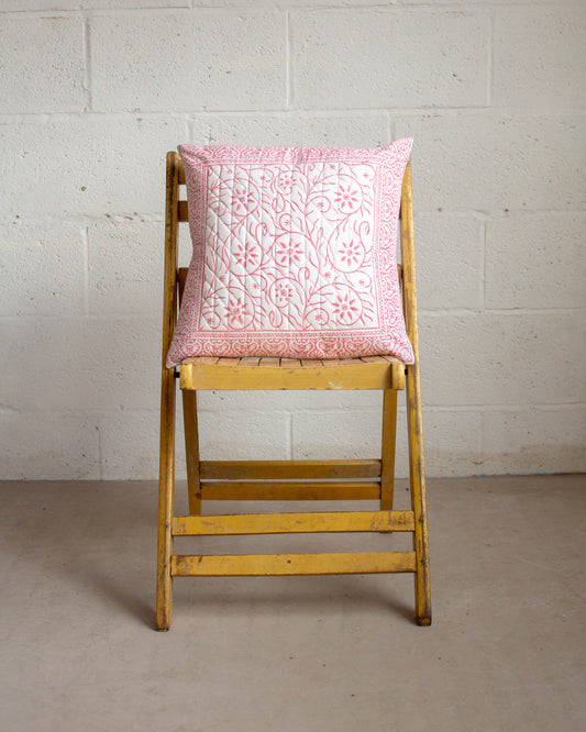 Pink Print Block Cushion Cover